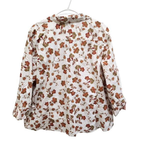 Basic Editions Women's Floral Shirt Size 2XL 3/4 Sleeve Button Up - Picture 10 of 11